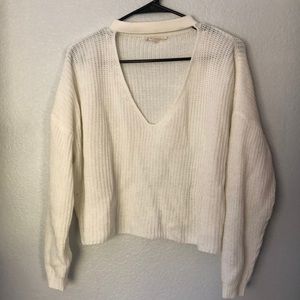 white scoop neck sweater